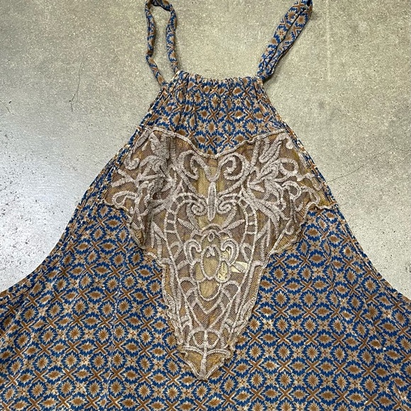 Gimmicks x BKE Buckle Boho Lace High Neck Halter Top Geometric Cottagecore - Picture 2 of 11